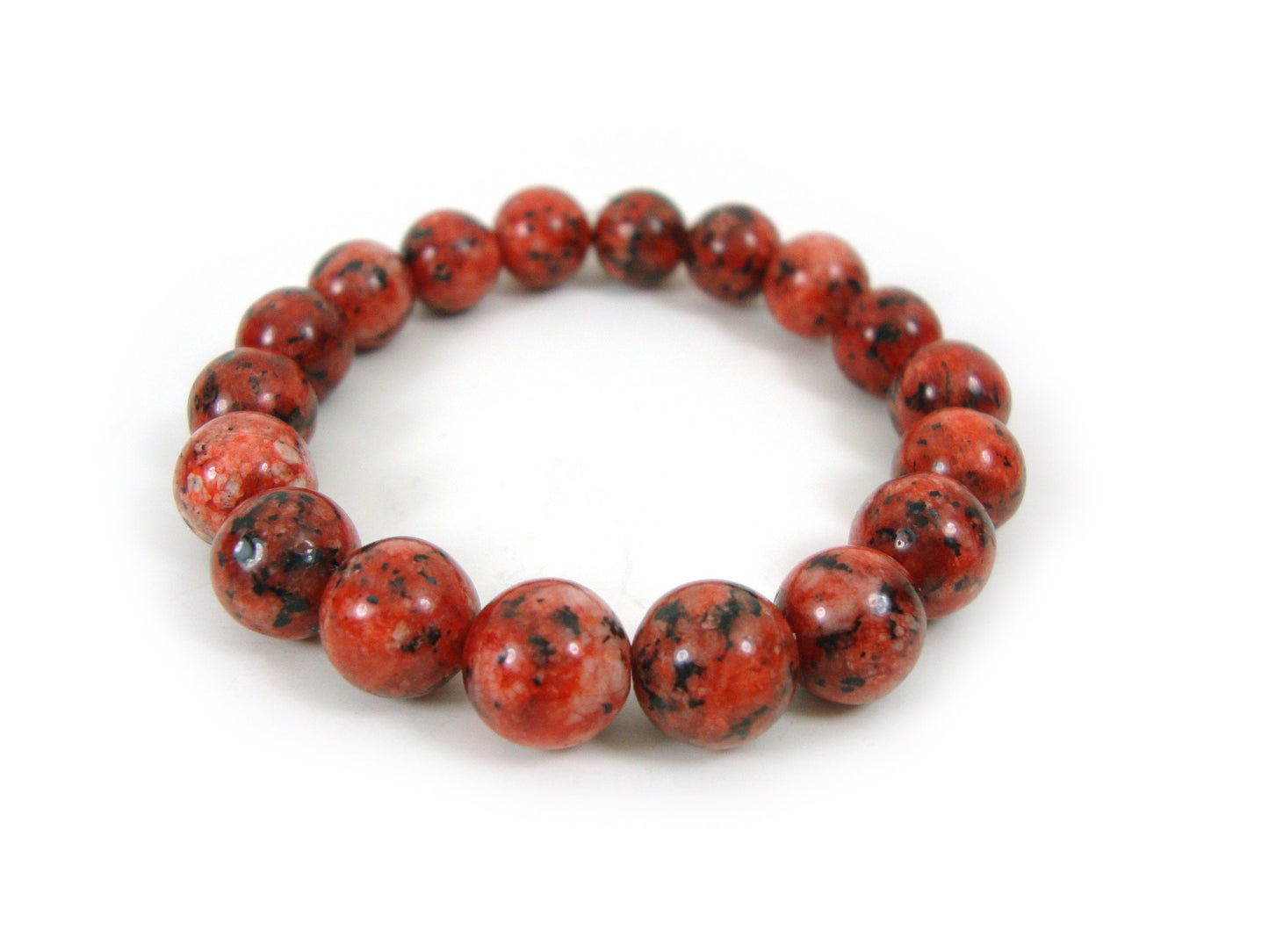 Bracelet de pierres de jaspe polies rouges naturelles de 10 mm, bracelet de jaspe, bracelet de jaspe rouge, bracelet de femmes d'hommes de pierres rouges, brassard de Jasper Stein