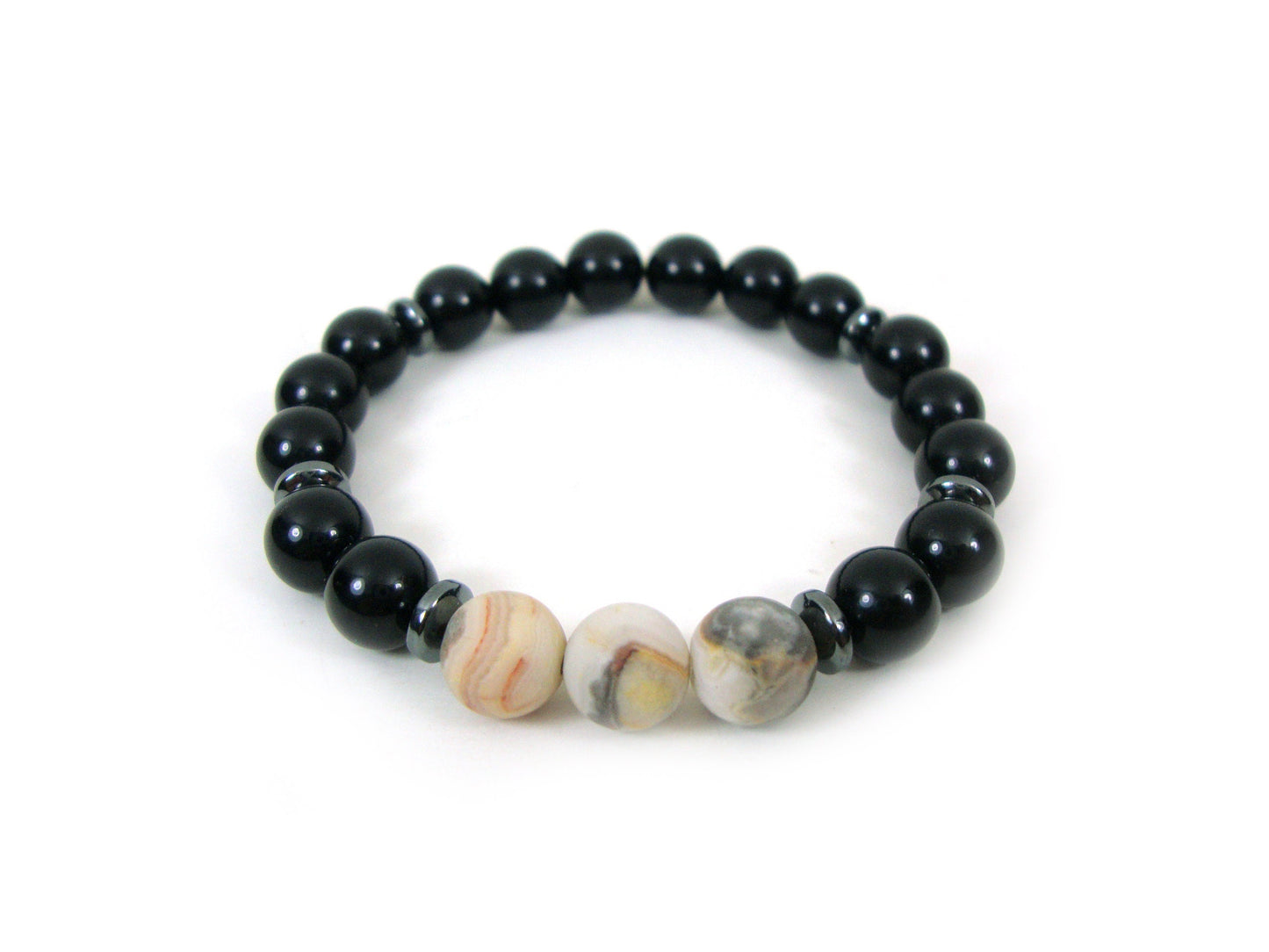 Onyx - Earth Agate 8mm Bracelet, Unisex Bracelet, Men & Women Bracelet, Onyx Natural Stones Bracelet, Casual Bracelet, Black Stones Bracelet