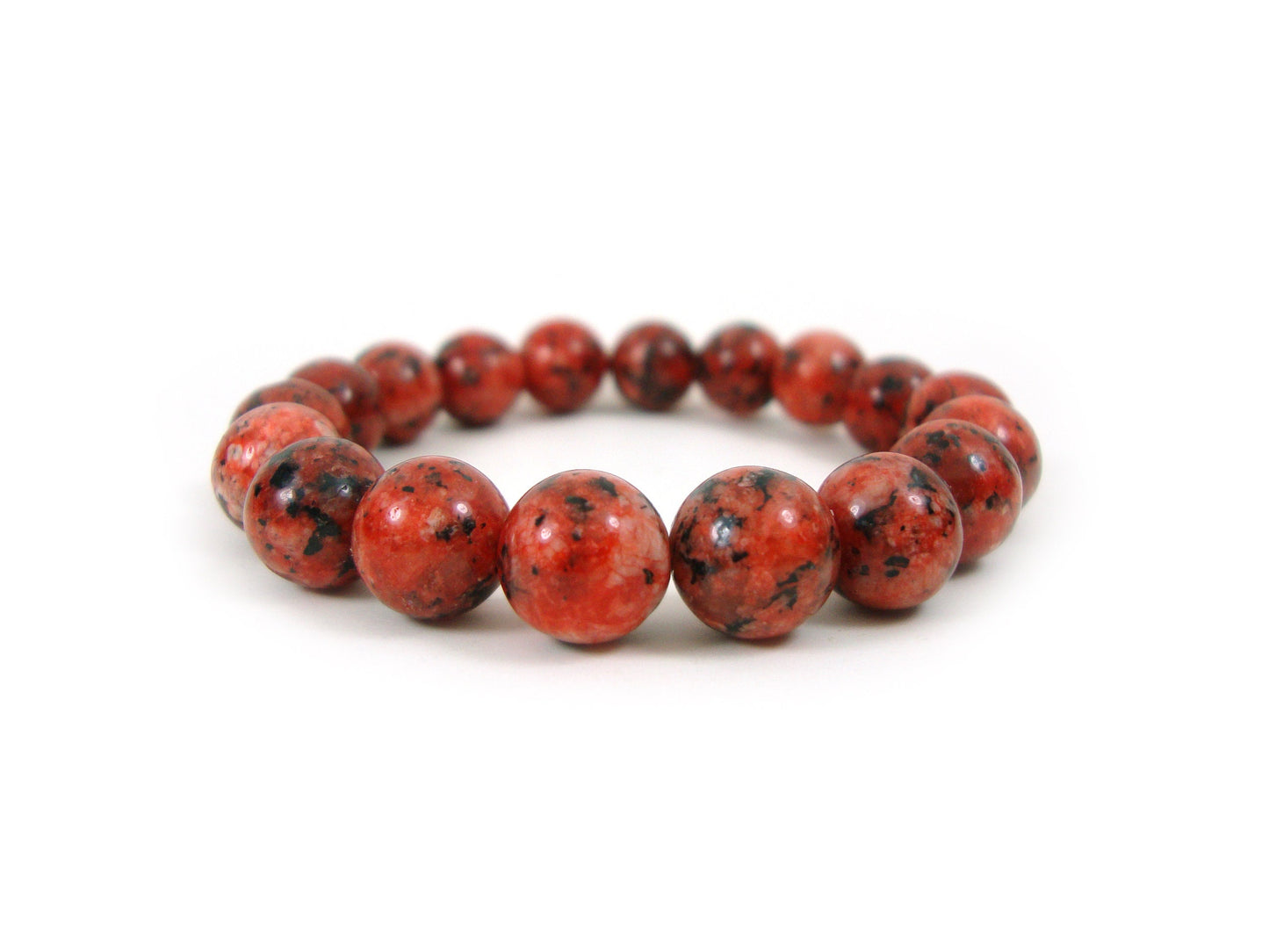 Bracelet de pierres de jaspe polies rouges naturelles de 10 mm, bracelet de jaspe, bracelet de jaspe rouge, bracelet de femmes d'hommes de pierres rouges, brassard de Jasper Stein