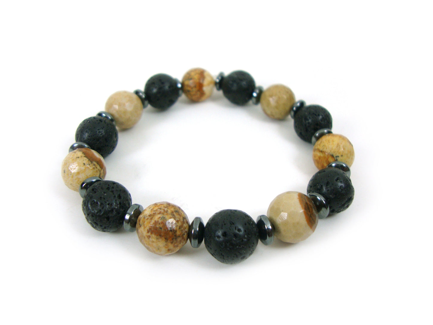 Lave volcanique naturelle - Bracelet de pierres de jaspe brun 10mm, bracelet de jaspe, bracelet de jaspe brun, bracelet de femmes de ton de terre hommes, brassard