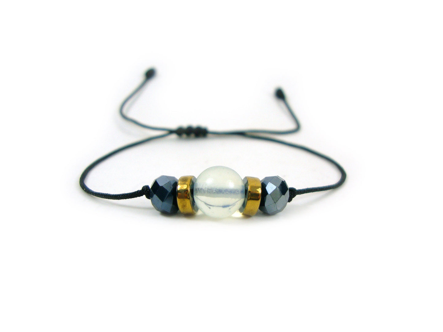 Bracelet moderne réglable en pierre de lune naturelle et pierres de cristal, bracelet homme femme, bracelet en pierre de lune grecque chic moderne à la mode cadeau lui elle