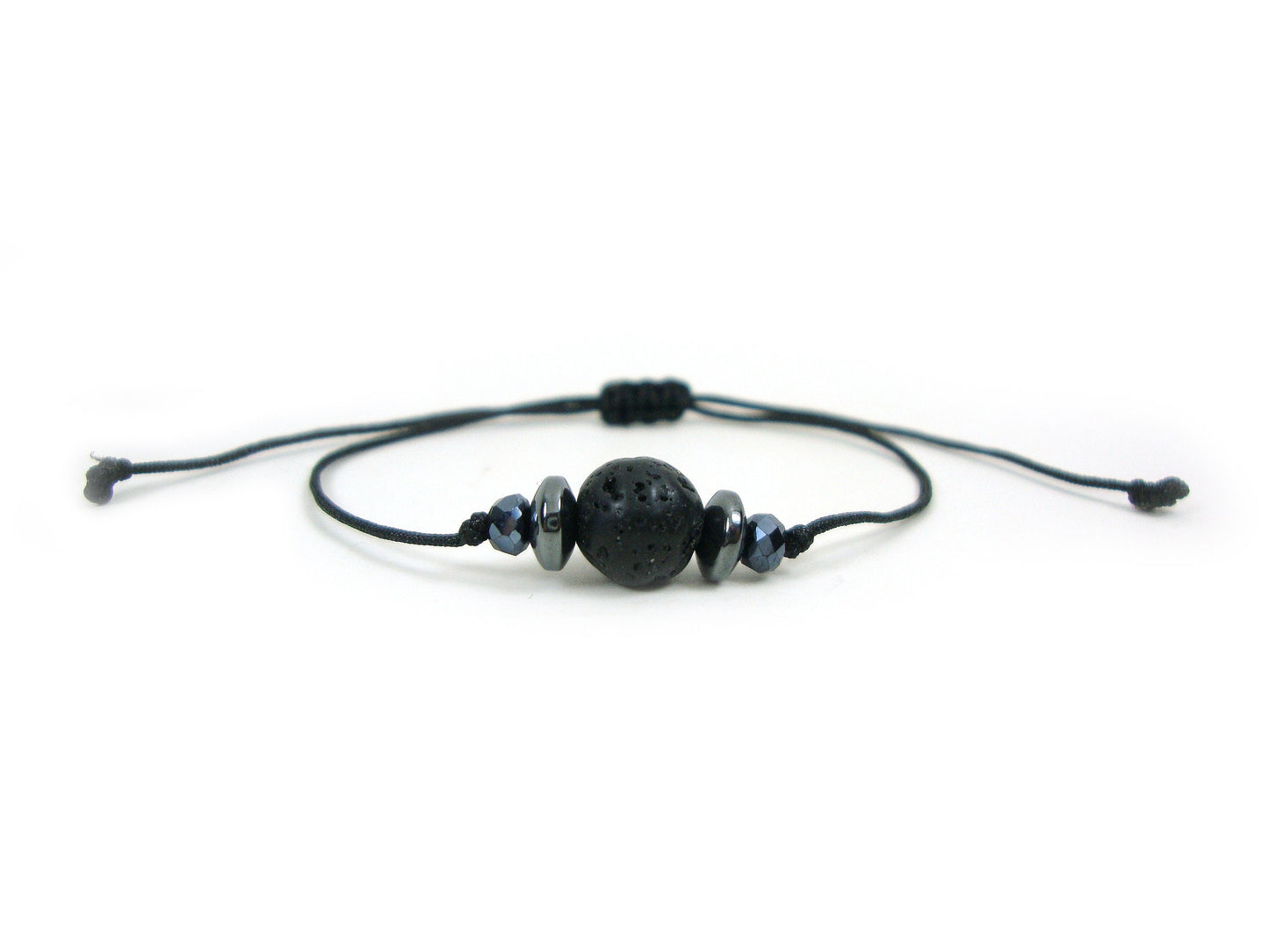 Lava &amp; Kristall Kordelarmband, Modern Chic Trendy Männer Frauen Unisex Verstellbares Armband, Geschenk für Ihn Ihre Kinder Griechischer Schmuck Makramee Armband