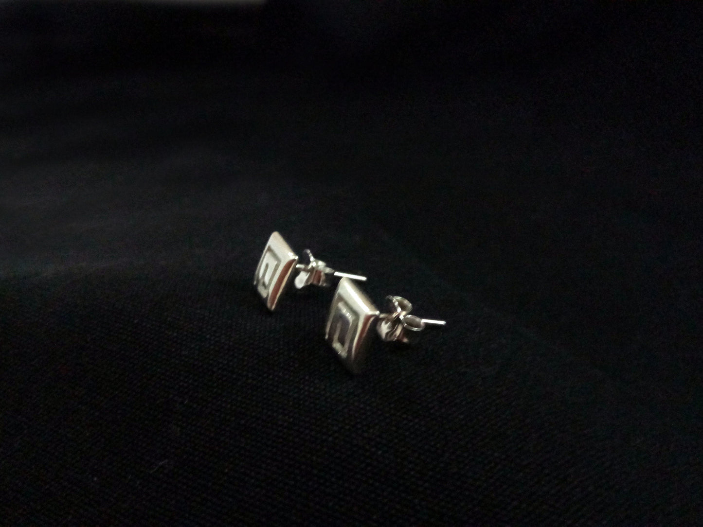 Sterling Silver 925 Stud Meander Greek Small Earrings 7mm, Greek Key Stud Earrings, Griechisches Silber Ohrringe  Bijoux Grecque, Earrings