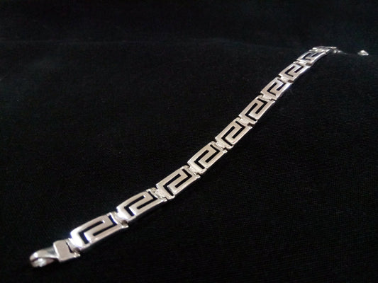 Sterling Silver 925 Ancient Greek Meander Long Key Silver Greek Bracelet 6mm, Bijoux grecs, Griechische Silber Armband, Bracelet Grecque