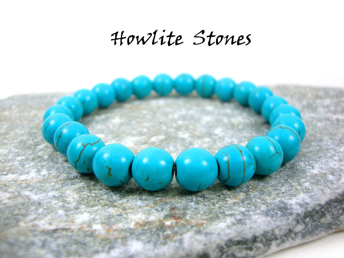 Bracelet pierres bleues naturelles Howlite, bracelet Howlite, bracelet pierres précieuses, bracelet femme homme pierre naturelle, brassard Natur Stein