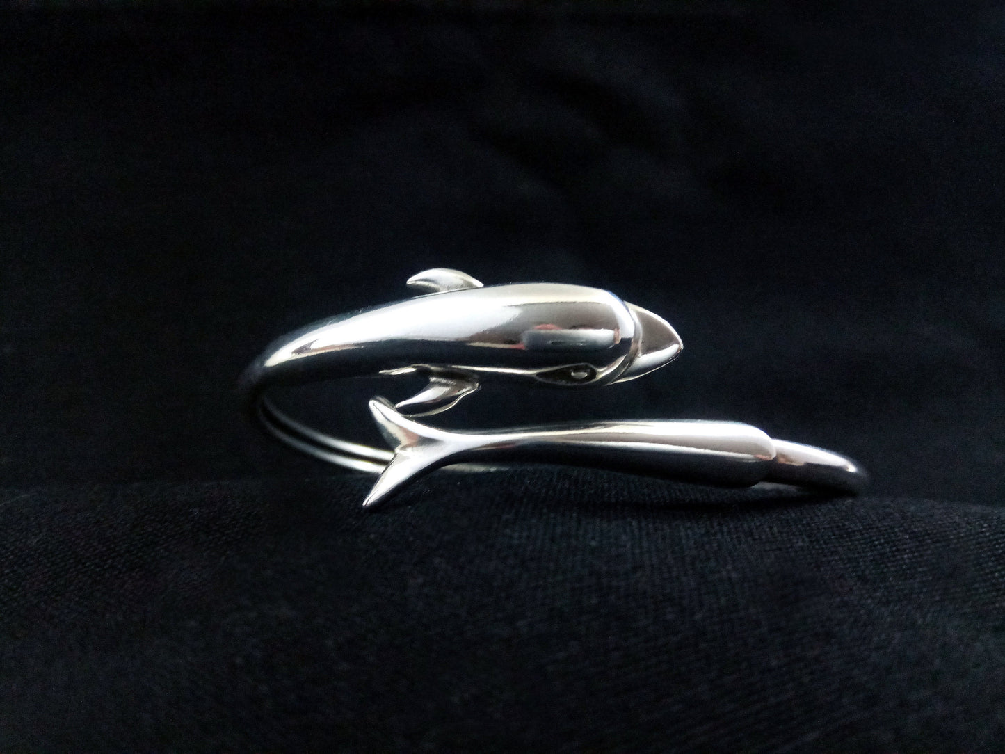 Sterling Silver 925 Dolphin Head Tail Greek Cuff bangle Bracelet, Dolphin Head Silver Bracelet, Greek Jewelry, Griechischer Armreif, Dolphin