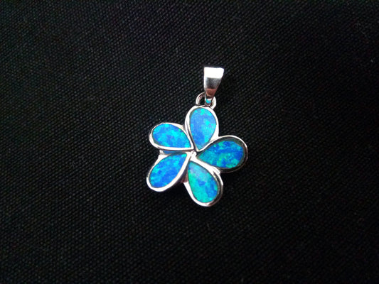 Sterling Silver 925 Fire Rainbow Blue Opal Flower Greek Pendant, Griechischer Silber Blume Anhanger Schmuck, Flower pendant With Opal Stones