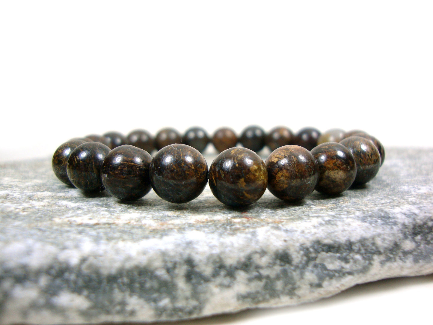 Bracelet de 8 mm de pierres brunes de bronzite naturelle, bracelet de bronzite de bronze brun, bracelet de pierres précieuses, bracelet de cadeau de ton de terre neutre pour hommes et femmes