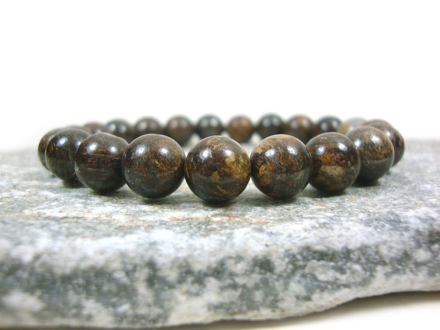 Bracelet de 8 mm de pierres brunes de bronzite naturelle, bracelet de bronzite de bronze brun, bracelet de pierres précieuses, bracelet de cadeau de ton de terre neutre pour hommes et femmes