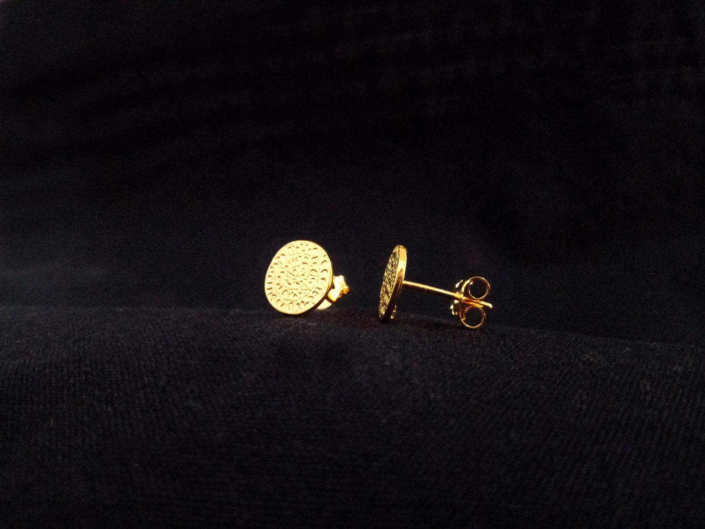 Phaistos Disc Gold Plated Stud Earrings 9mm