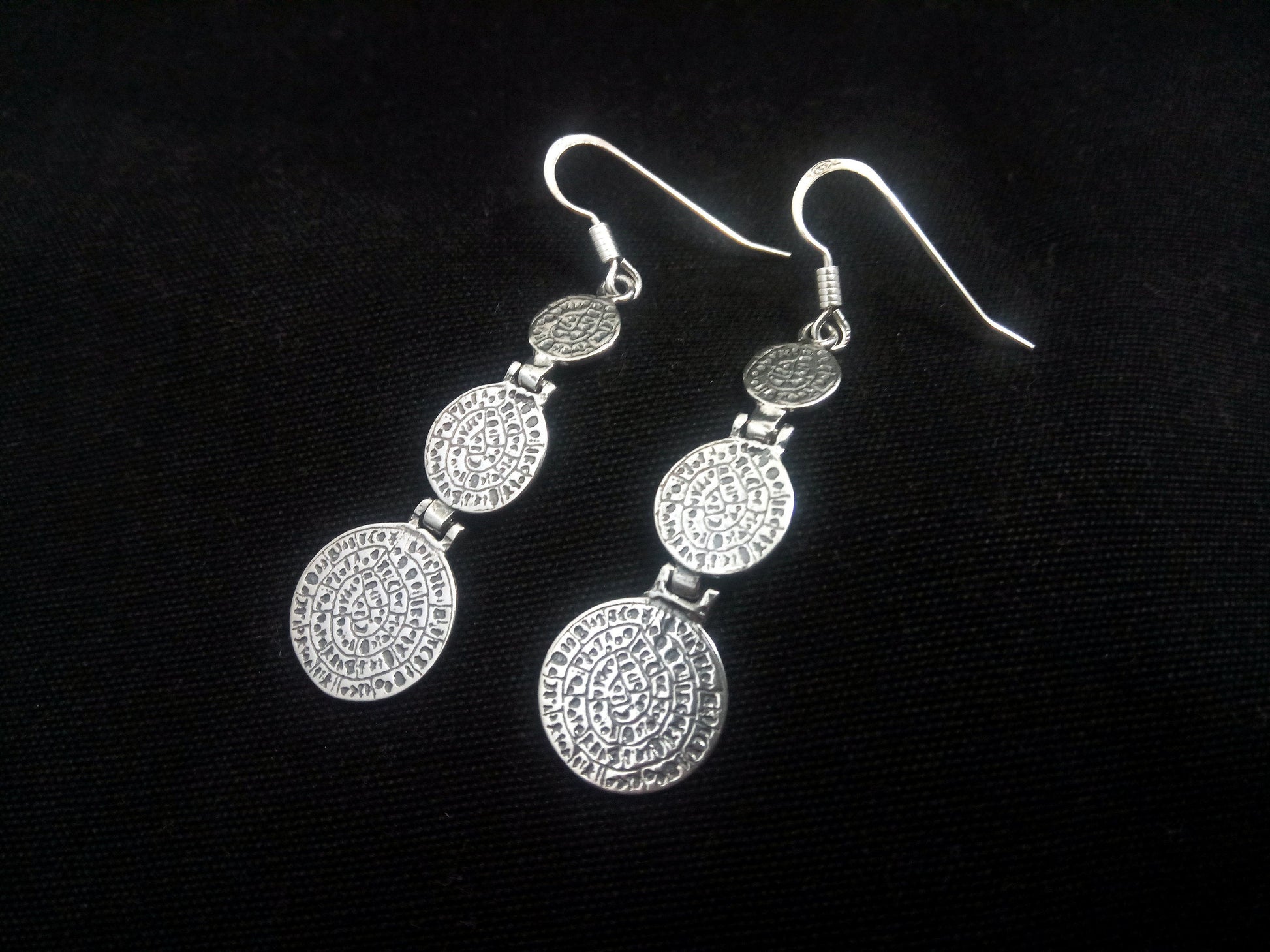 Triple Phaistos Disc Dangle Earrings | Sirioti Jewelry