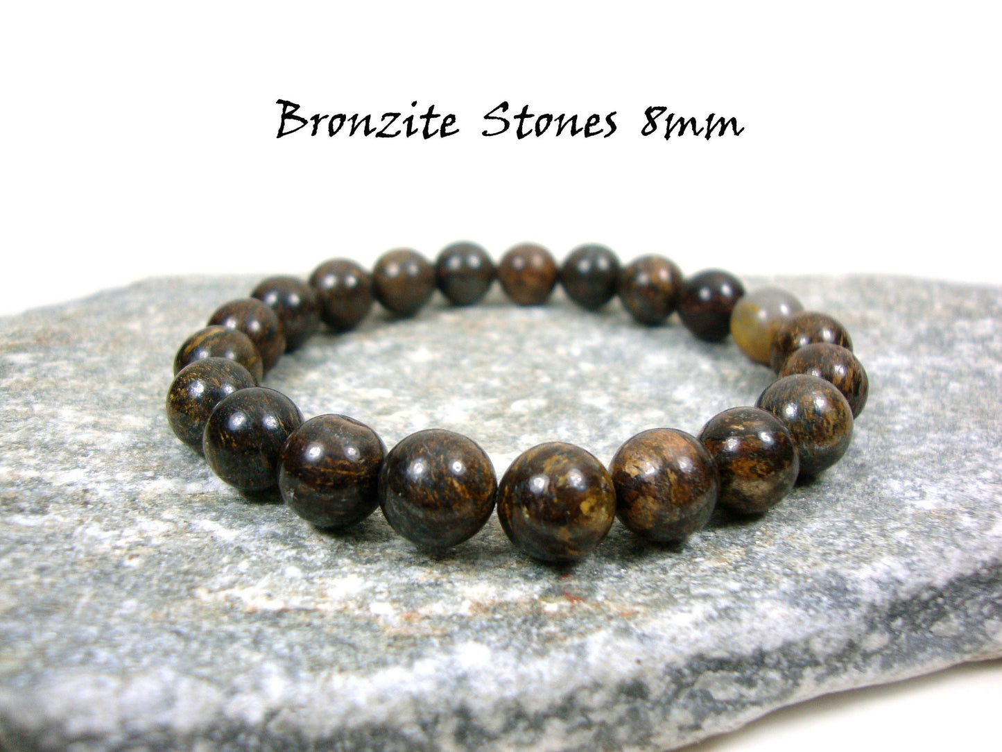 Bracelet de 8 mm de pierres brunes de bronzite naturelle, bracelet de bronzite de bronze brun, bracelet de pierres précieuses, bracelet de cadeau de ton de terre neutre pour hommes et femmes