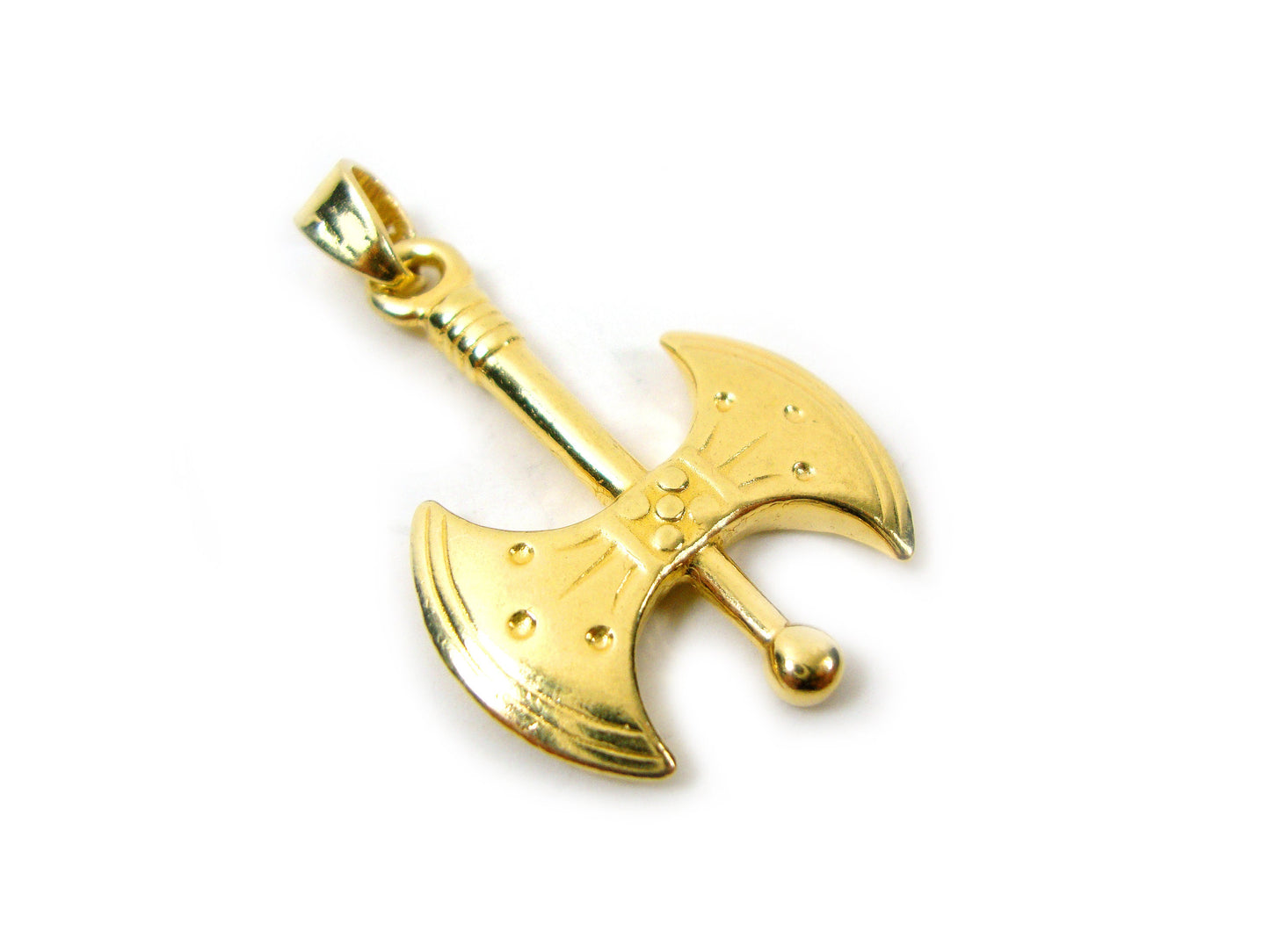 Gold-plated Sterling Silver Ancient Greek Minoan Double Axe Pendant on a White Background