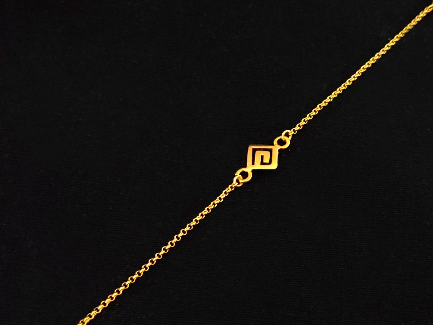Sterling Silver 925 Ancient Greek Key Meander Fine Chain Gold Plated Adjustable Bracelet 8x8mm, Griechischer Silber Armband, Bijoux Grece