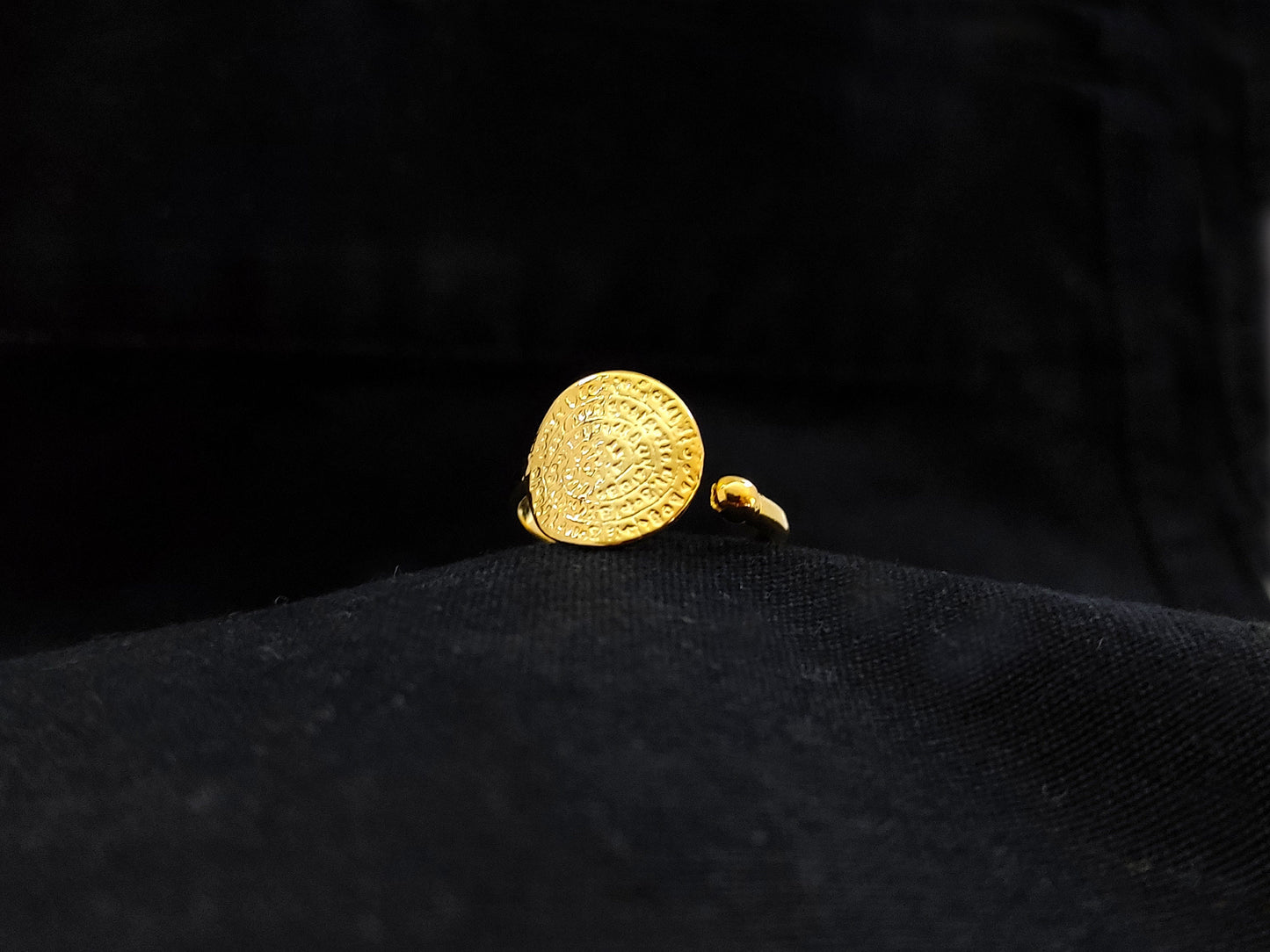 Phaistos Disc Gold Plated Silver Ring 13mm