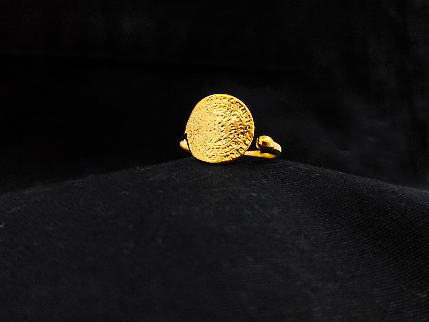 Phaistos Disc Gold Plated Silver Ring 13mm