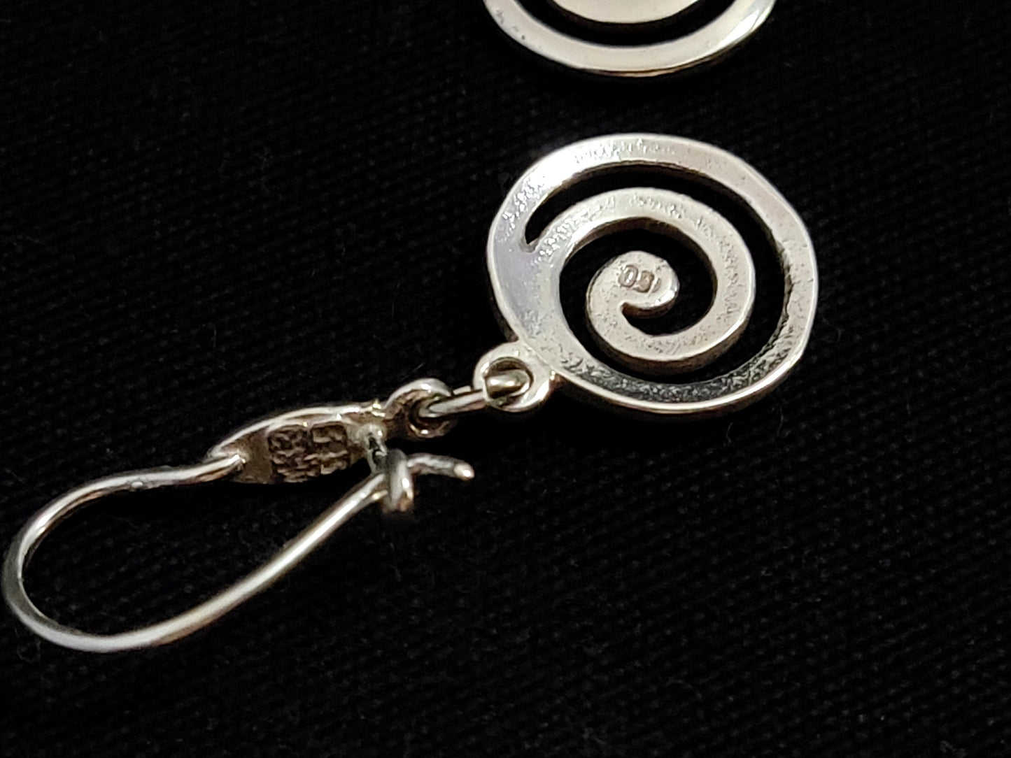 Sterling Silver 925 Greek Spiral Swirl Vortex Dangle Boucles d'oreilles 12mm, Boucles d'oreilles en spirale en argent grec, Bijoux grecs, Griechische Silber Ohrringe