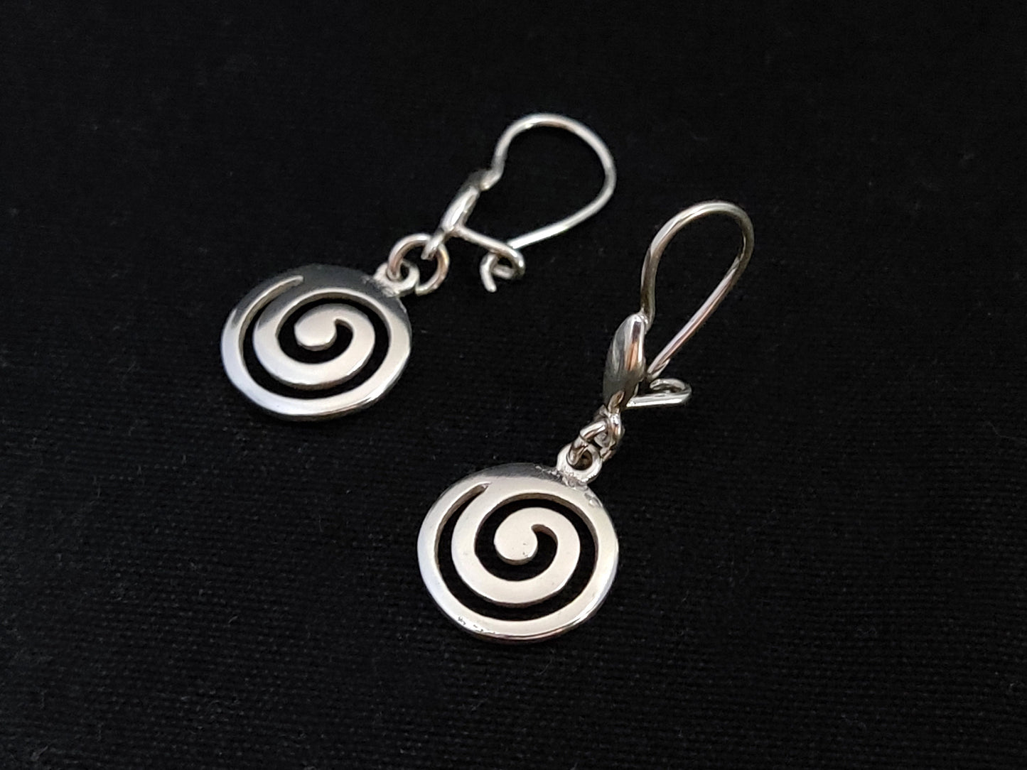 Sterling Silver 925 Greek Spiral Swirl Vortex Dangle Earrings 12mm, Greek Silver Spiral Earrings, Greek Jewelry, Griechische Silber Ohrringe
