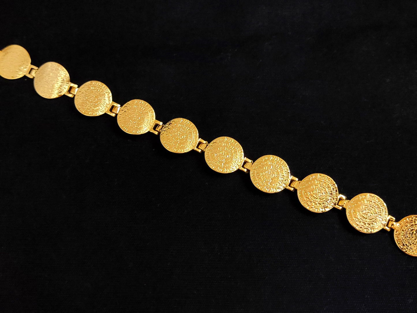 Sterling Silber 925 Disc von Phaistos Minoan Gold Plated 22K Greek Bracelet 14mm, Greek Jewelry, Griechische Silber Armband, Bracelet Grecque
