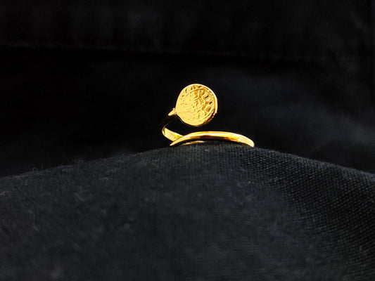 Sterling Silver 925 Phaistos Disc 8mm Greek Minoan Gold Plated Adjustable Ring, Griechischer Silber Ohrringe, Gold Plated Greek Ring, Crète