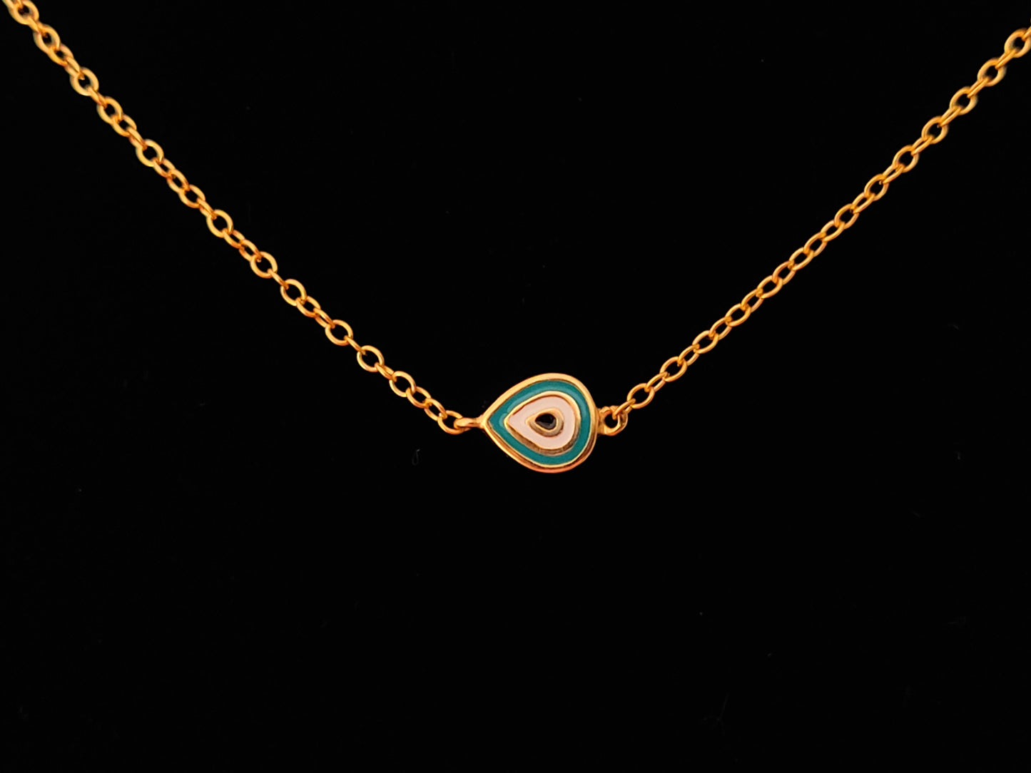 Sterling Silber 925 kleine minimalistische vergoldete Drop Evil Eye Kette Anhänger Halskette, Griechischer Kette, Bijoux Grecque, griechischer Schmuck