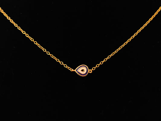 Sterling Silver 925 Small Minimalist Gold Plated Drop Evil Eye Chain Pendant Necklace, Griechischer Kette, Bijoux Grecque, Bijoux grecs