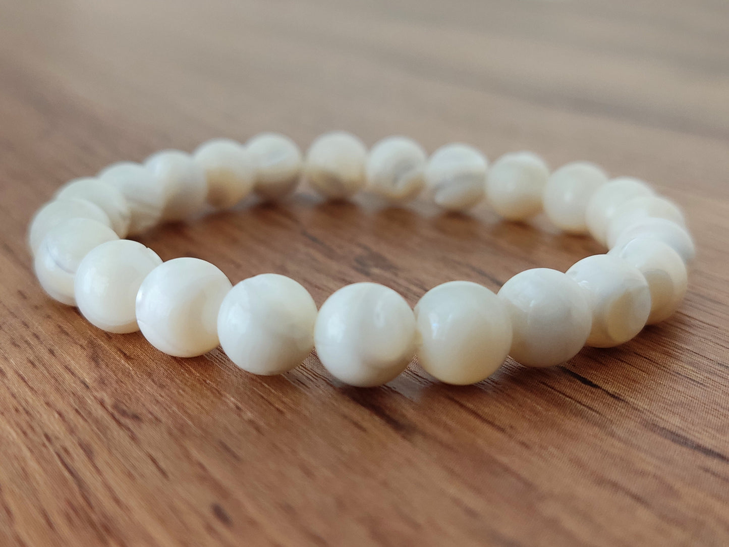 Natural Mother Of Pearl Cream White Pearls 8mm Bracelet, Pearl Bracelet, MOP Bracelet, Bridal White Pearls Bracelet, Weiβ Stein Armband