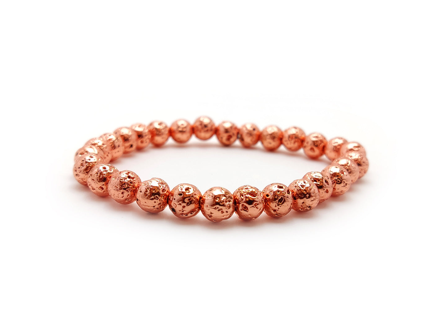 Volcanic Lava Copper Rose Gold Plated Small Stones 6mm Stretch Bracelet, Rose Color Lava Stone Bracelet, Jewelry From Greece, Lava Jewelry