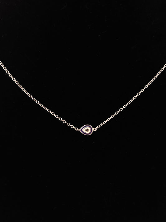 Sterling Silver 925 Small Minimalist Good Luck Enamel Evil Eye Chain Pendant Necklace, Griechischer Kette, Bijoux Grecque, Greek Jewelry
