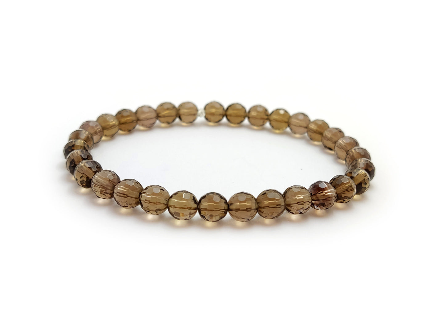 Smoked Brown Round Faceted Natural Quartz Stones Bracelet 6mm, Dark Brown Quartz Bracelet, Quartz Jewelry, Brown Quartz Stones 6 mm Bracelet