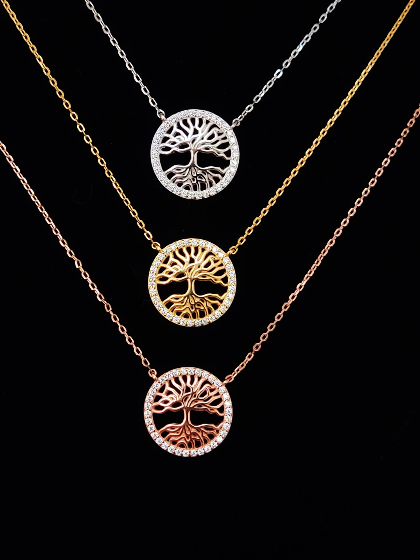 Sterling Silver 925 Silver-Gold-Rose Gold Small Tree Of Life Pendant Necklace, Tiny Tree Of Life Pendant 15mm, Minimalist Necklace Jewelry