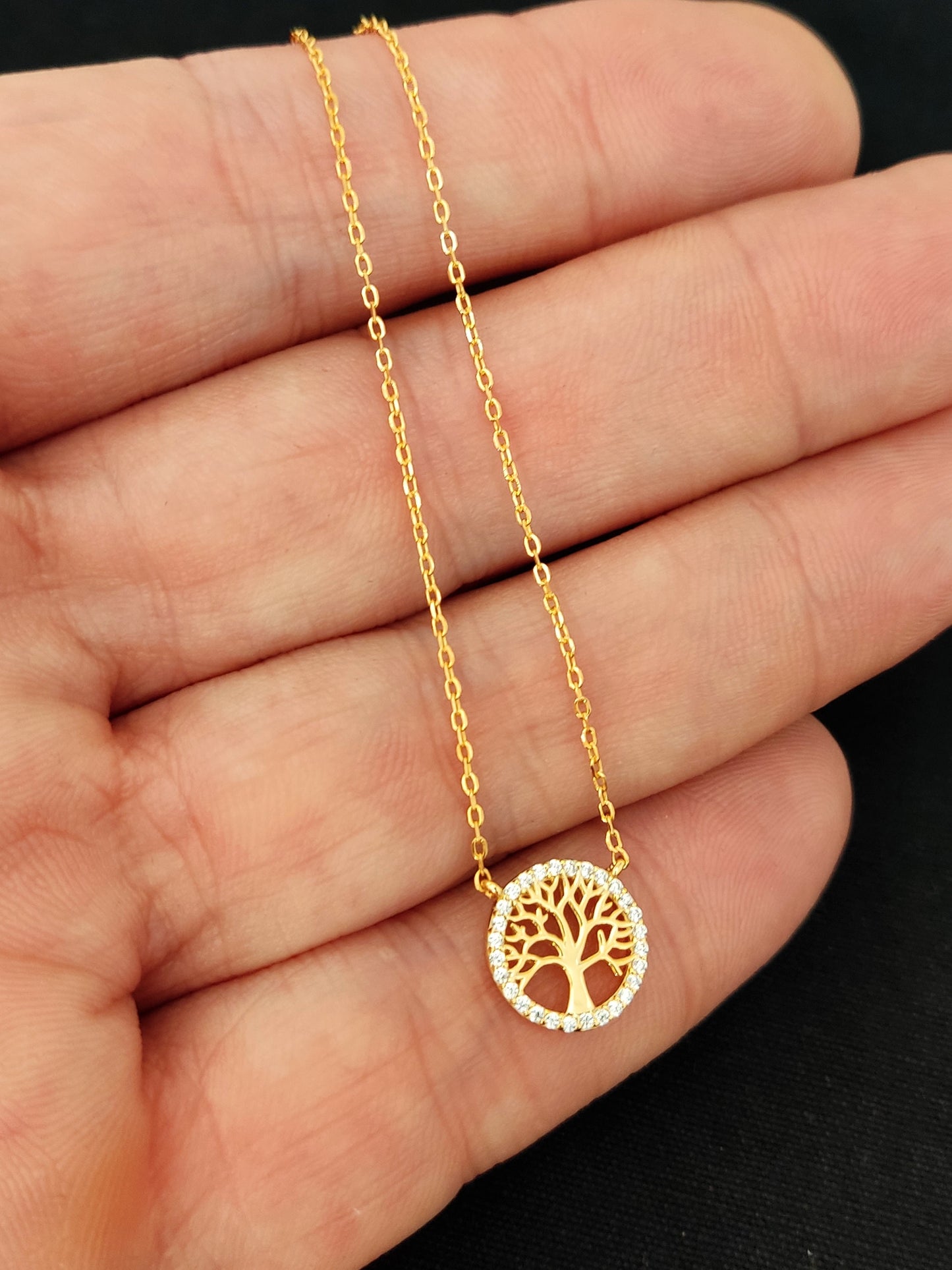 Sterling Silver 925 Silver-Gold-Rose Gold Small Tree Of Life Tiny Pendant Necklace, Tree Of Life Pendant 12mm, Minimalist Necklace Jewelry