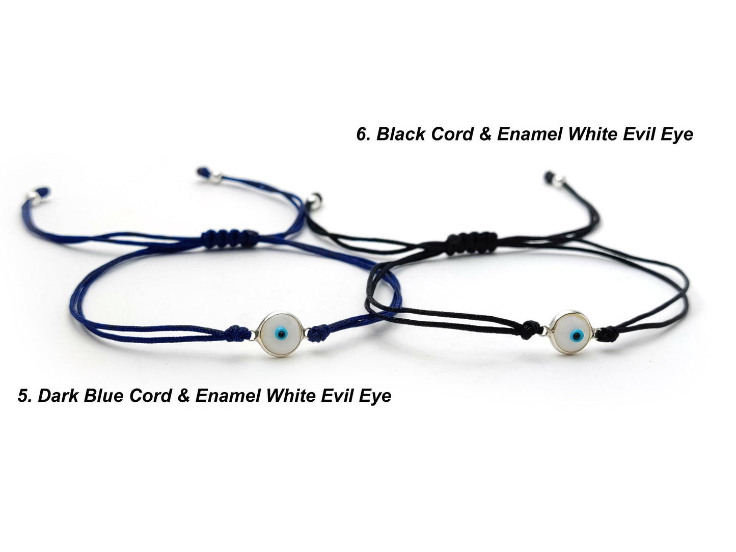 Evil Eye Silver Greek Bracelet, Good Luck 7mm Handmade Adjustable Cord Bracelet , Griechische Silber Armband, Bijoux Grecque