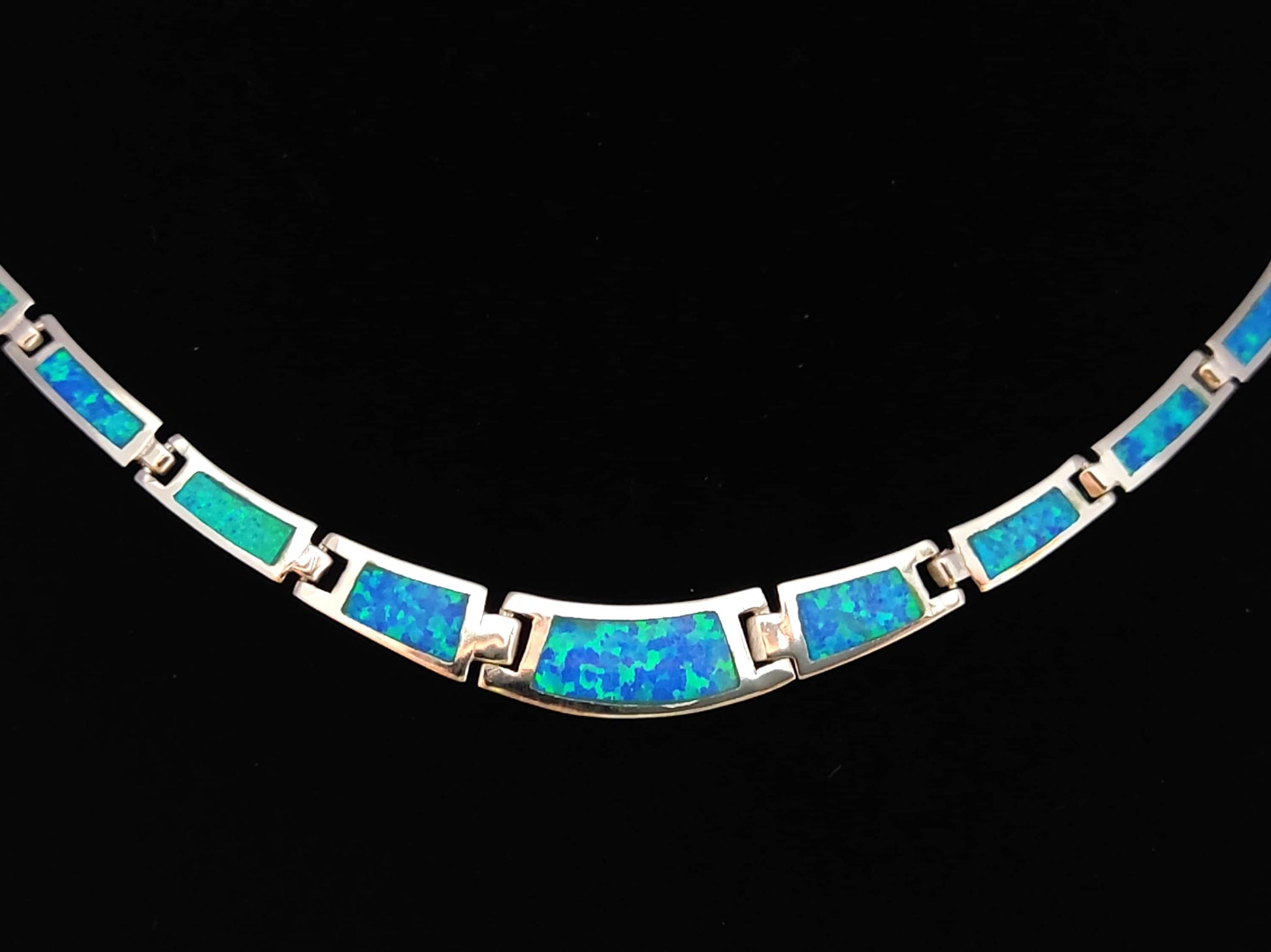 Sterling Silber 925 Fire Rainbow Blue Opal Modern Gradual Pattern Hals –  Sirioti Jewelry