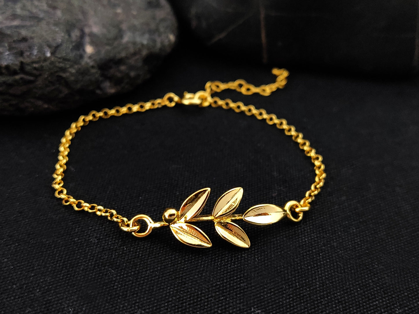 Greek Silver Leaf Bracelet, Goddess Athena Olive Leaves Gold Plated Fine Adjustable Bracelet, Griechischer Silber Armband, Greek Jewelry