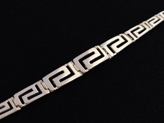 Silver Greek Bracelet, Greek Key Gradual 8mm Meander Bracelet, Greek Bracelet, Greek Jewelry, Greek Silver Bracelet, Bijoux Grecque