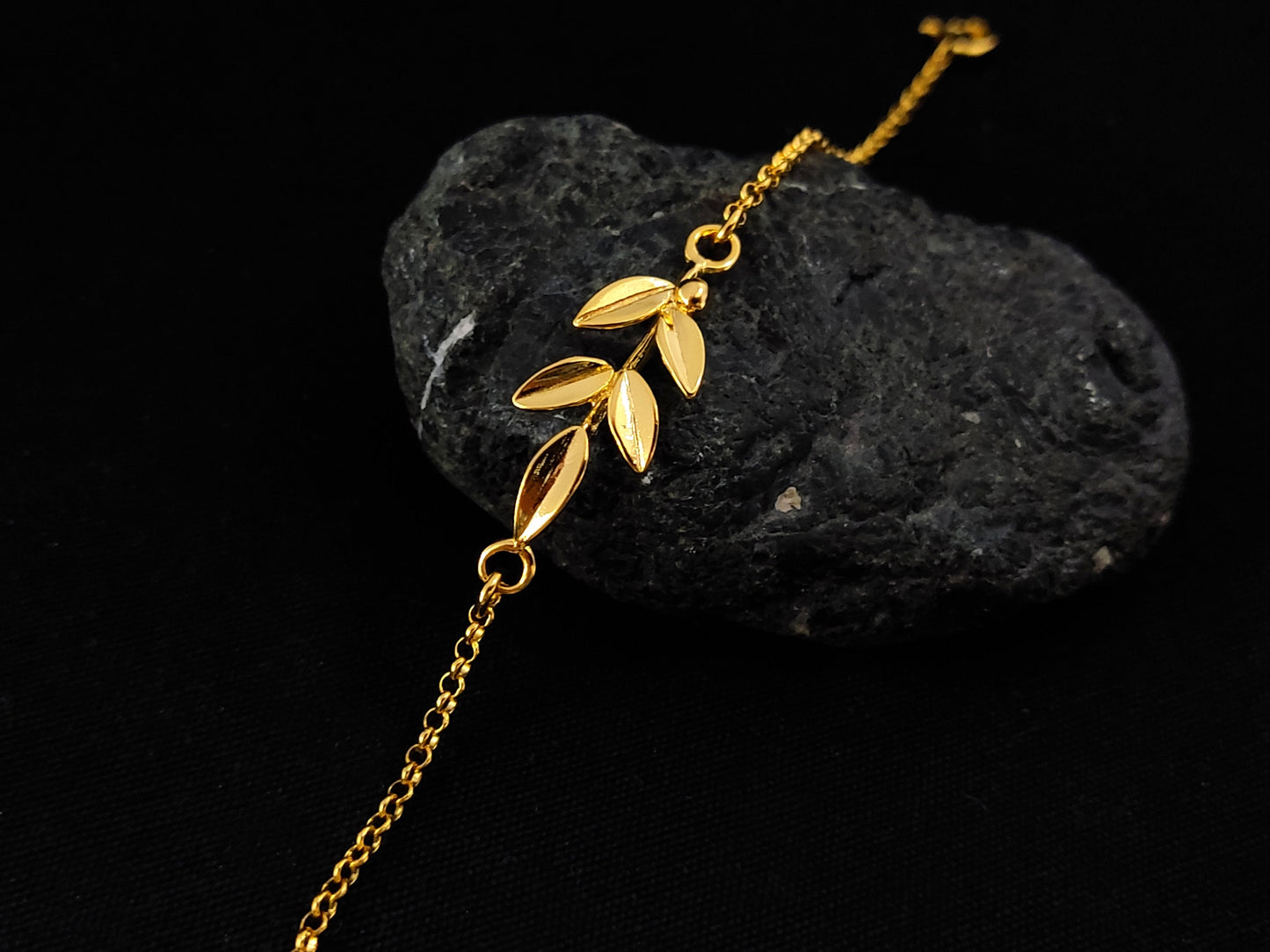 Griechisches Silberblatt-Armband, Göttin Athena Olive Leaves Gold Plated Fine Adjustable Bracelet, Griechischer Silber Armband, Greek Jewelry