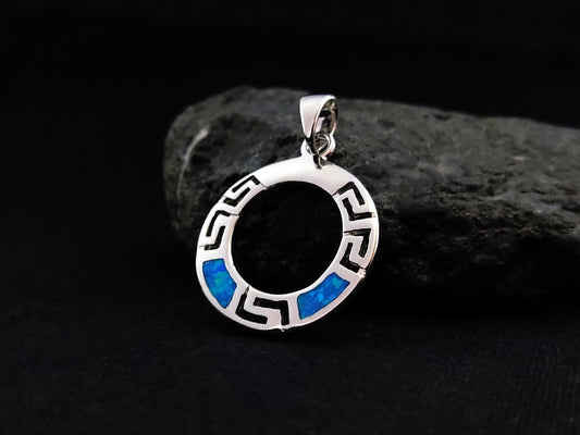 Greek Silver Pendant Opal 20mm