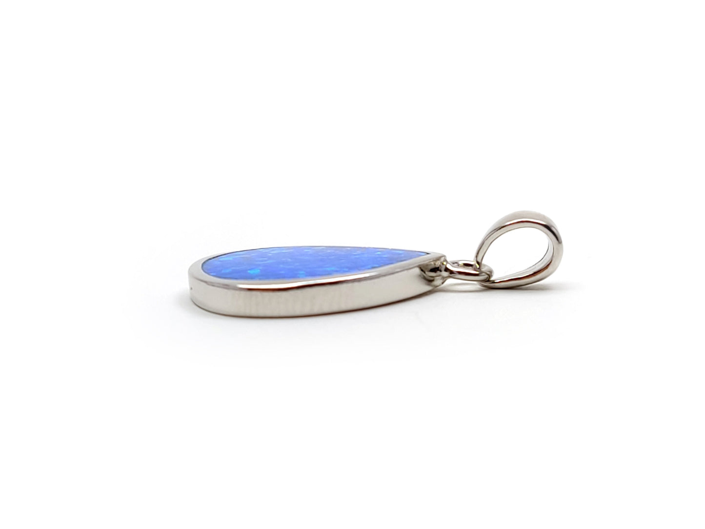 Blue Opal Drop Silver Pendant