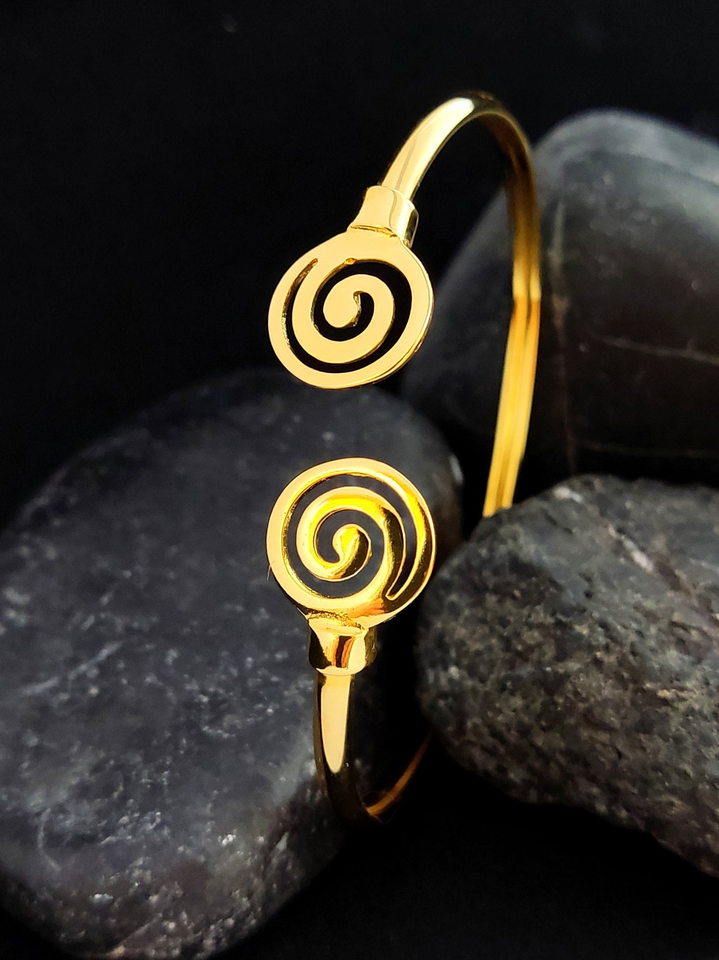 Greek Spiral Bracelet Gold Plated Cuff 12mm