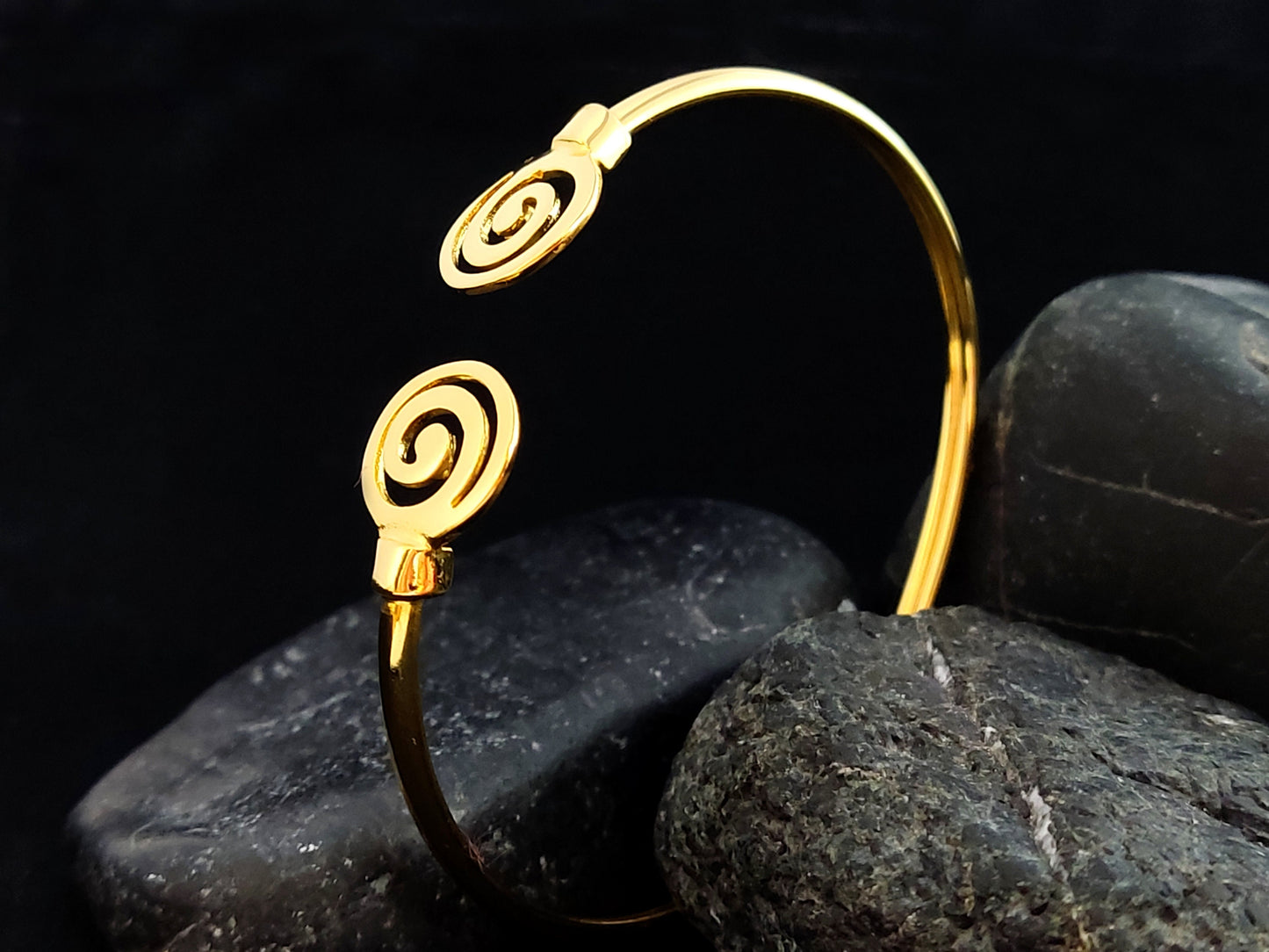 Greek Spiral Bracelet Gold Plated Cuff 12mm