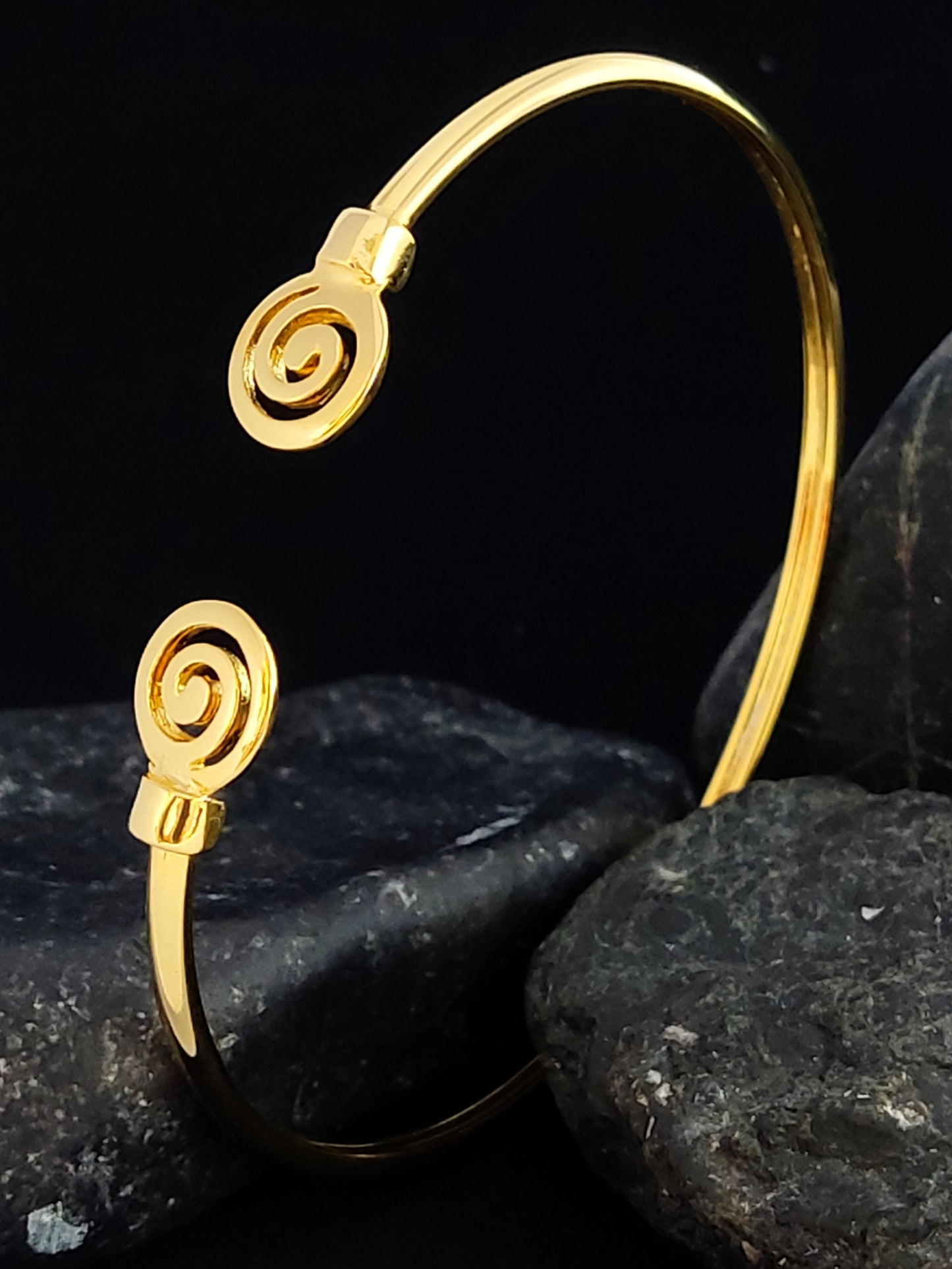 Greek Spiral Bracelet Gold Plated Cuff 10mm