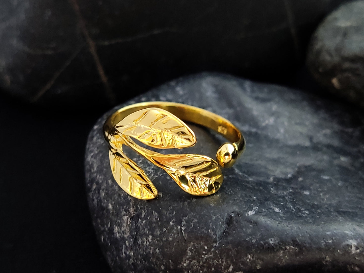 Silver 925 Greek Athena Olive Leaf Leaves Gold Plated 22K Adjustable Ring 6.5-8US, Silver Greek Gold Plated Jewelry Bracelet, Bijoux Grecque