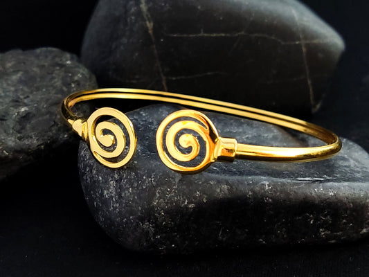 Spiral Gold Plated Cuff Greek Bracelet
