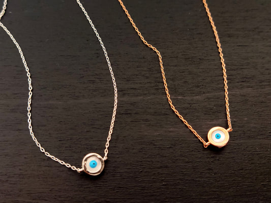 Evil Eye Greek Silver Necklace, Mati Evil Eye Fine Small Pendant Necklace, Jewelry From Greece, Griechischer Silber Auge, Bijoux Grecque