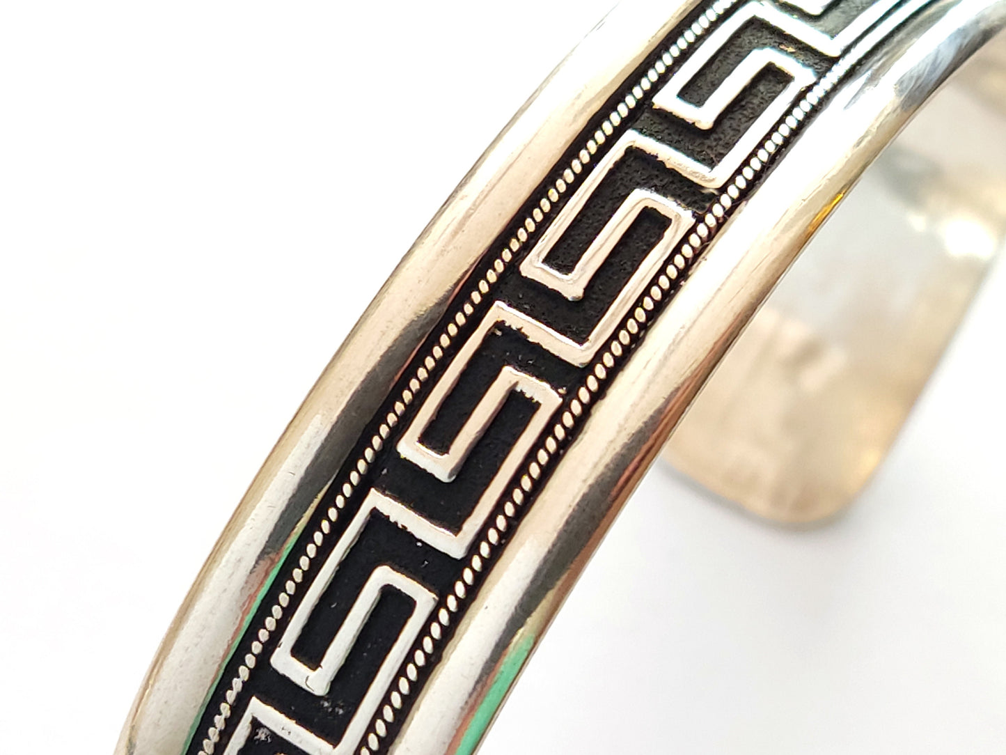 Sterling Silver 925 Greek Key Meander Cuff Unisex Jewelry Bracelet 14mm, Griechischer Silber Armband, Bracelet Bijoux Grecque, Men Women