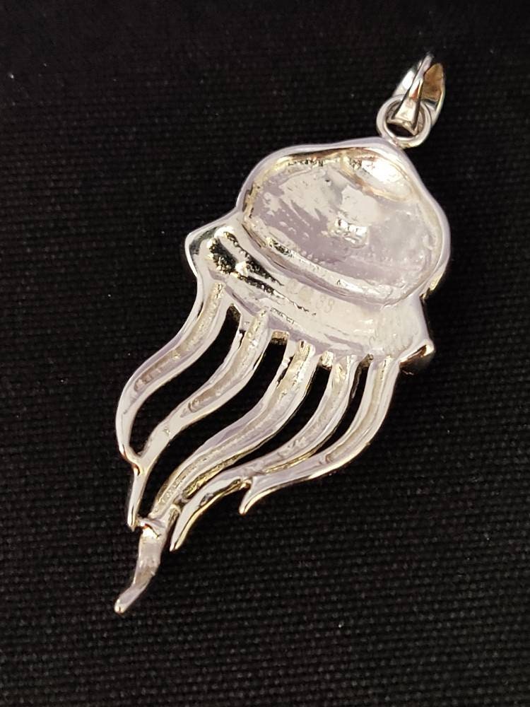 Sterling Silver 925 Jellyfish Medusa 40x12mm Opal Pendant, Jellyfish Fire Opal Pendant, Griechisches Blau Opal Anhanger, Grecque Pendetif