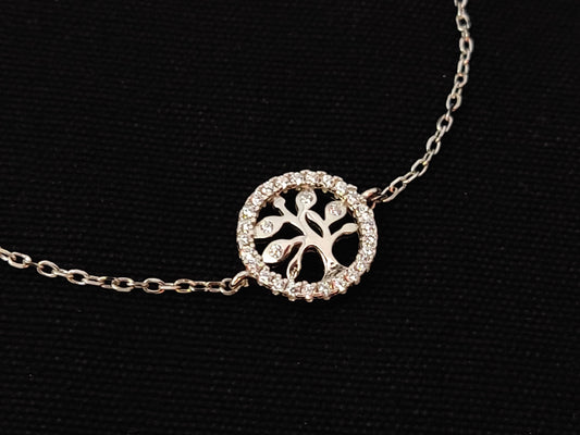 Sterling Silver 925 Tree Of Life 10mm Fine Chain Adjustable Minimalist Jewelry Greek Bracelet , Griechischer Silber Armband, Bijoux Grece