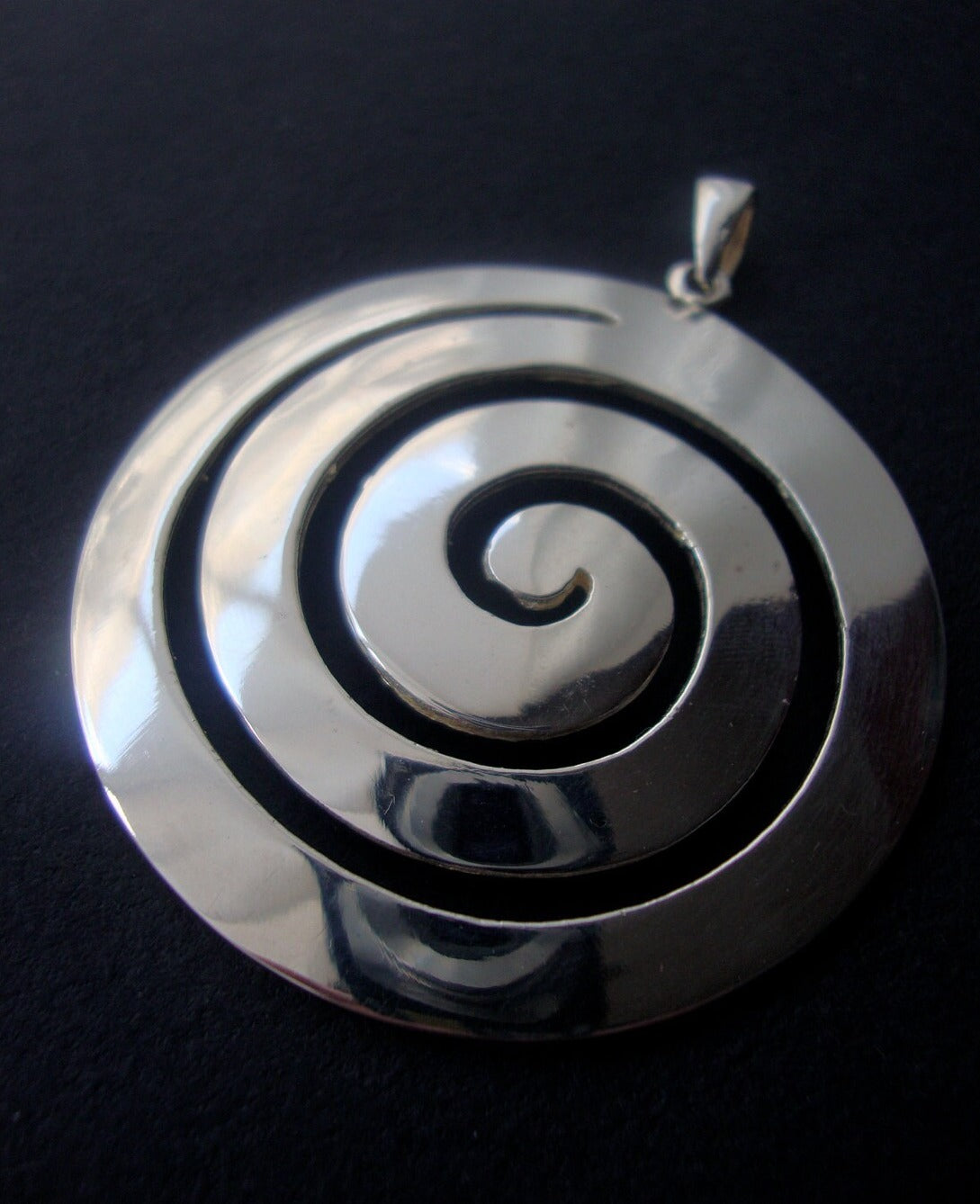 Greek Eternity Key Spiral Design Big Pendant 50 mm 1.95 inches Sterling Silver 925