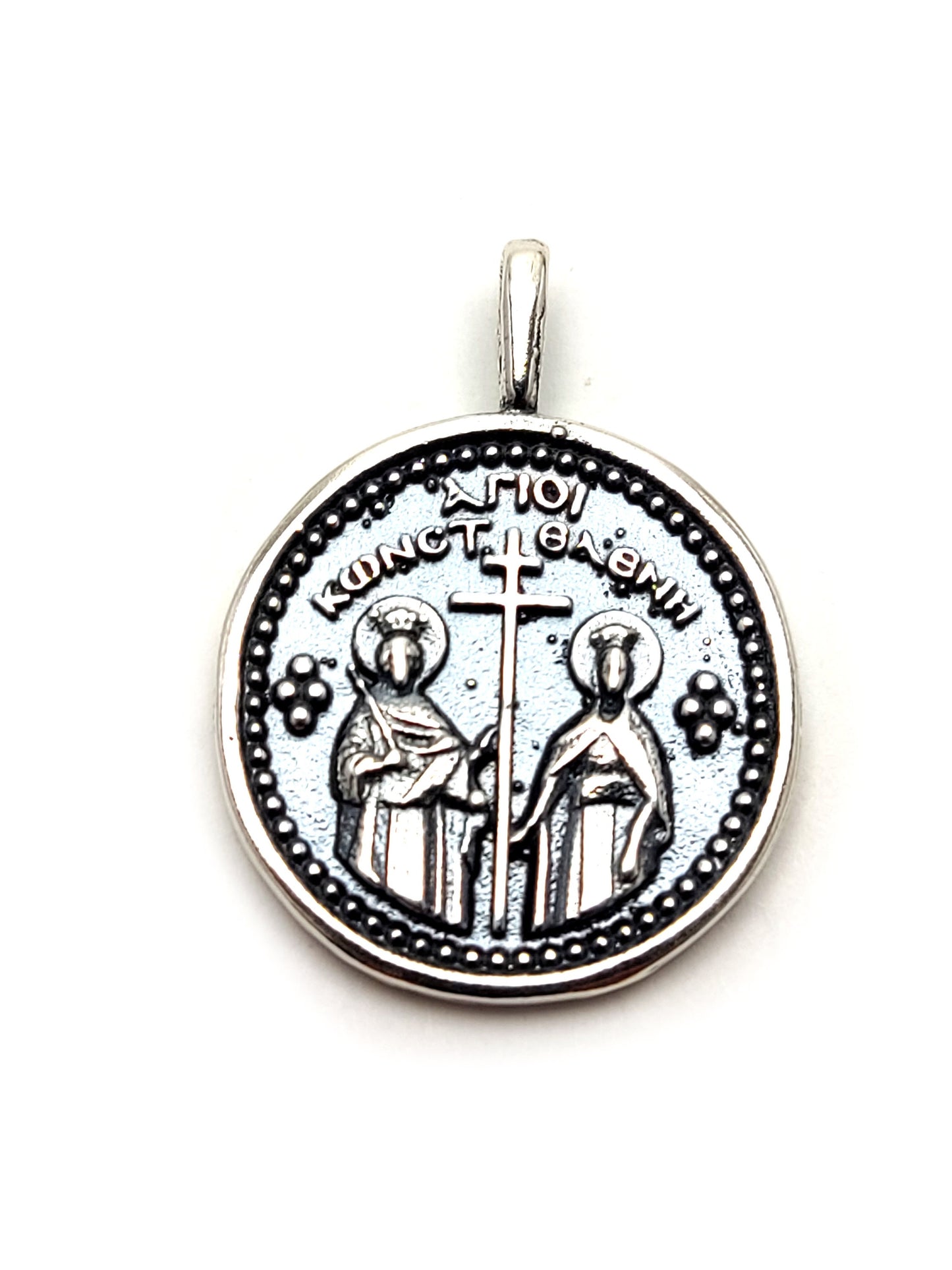 Sterling Silver 925 Handmade Byzantine Greek Gold Plated Cross, Coin IC-XC-NIKA Konstantinato 19mm , Good Luck Charm, Men Women Kids Cross